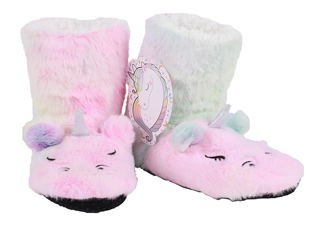 SLIPPER BOOT RAINBOW UNICORN