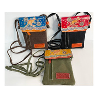 LEATHER CANVAS HBAG 14X19CM DIW