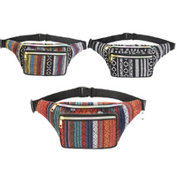 WAIST BAG ZIPPER ADJUSTABLE 34X14CM 3ASST