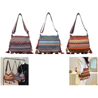 BOHEMIAN TASSEL SHOULDER BAG 31X8X24CM 3ASST SOLD QTY6
