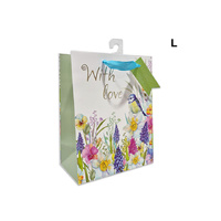 GIFT BAG BLUE WREN L 26X32X10CM QTY 12