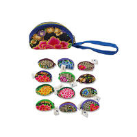 EMBROIDERED COIN PURSE 10X6CM ASST SOLD QTY12