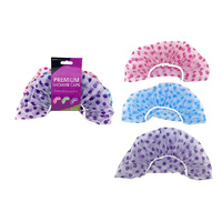 POLKA DOT ADULT SHOWER CAPS 3PK