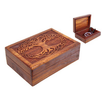 18X13CM TREE OF LIFE CARVED BOX QTY 2