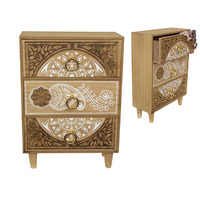 35CM MDF 3 DRAWER BOX GOLD MANDALA QTY 2