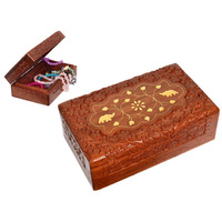 20X13CM CARVED GOLD INLAY ELEPHANT BOX