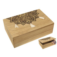 23X15CM GOLD MANDALA MDF BOX W/TASSEL QTY 2