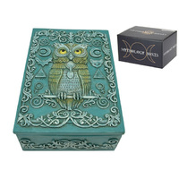 13X10CM TURQUOISE OWL OF WISOM BOX