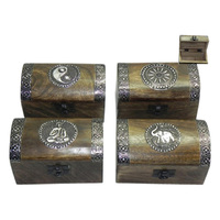 13X8CM WOOD TREASURE CHEST BOX 4ASST