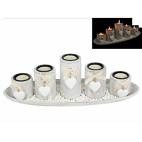 38CM HEART DESIGN 5PC CANDLE HOLDER