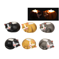 10CM CAT TEALIGHT HOLDER 6ASST