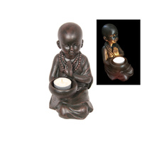 19CM KNEELING MONK TEALIGHT HOLDER QTY 2