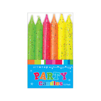 CANDLE 12PK 8CM FLURO GLITTER SOLD QTY12