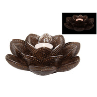 17CM DIA LOTUS CANDLE/INCENSE HLDR QTY 2