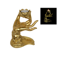 18CM GOLD HAND W/RULAI T/LIGHT HOLDER