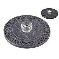 20CM ROUND PENTAGRAM T/LIGHT/INCENSE HLD QTY 2