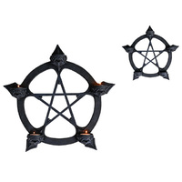 40CM BLACK PENTAGRAM T/LIGHT/INCENSE