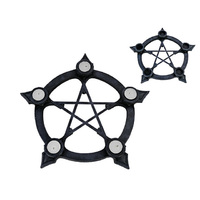 40CM BLACK PENTAGRAM T/LIGHT/INCENSE HLDR