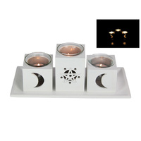 28CM MOON/STAR WHITE CANDLE HOLDER