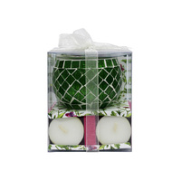 MOSAIC GREEN TEALIGHT CANDLE HOLDER QTY 4