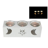 23CM TRIPLE MOON WHITE CANDLE HOLDER