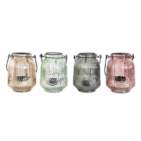 GLASS TEALIGHT HOLDER W/METAL HANDLE 4ASST