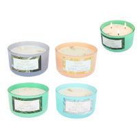 COLOURED GLASS BEACH CANDLES 400G 4ASST