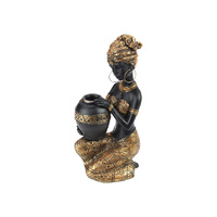 27CM AFRICAN BLACK/GOLD CANDLE HOLDER