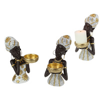 26CM DECOR AFRICAN LADY CANDLE HOLDER 2ASST