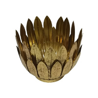 18X15CM GOLD LEAF METAL CANDLE HOLDER QTY2