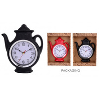 TEAPOT WALL CLOCK 29CM 2ASST