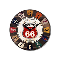 28.8CM MDF ROUTE 66 WALL CLOCK