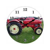 CLOCK RED TRACTOR 30CM
