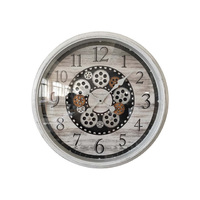 55CM WHITE CLOCK WITH MOVING COGS QTY 2