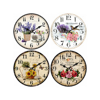 34CM MDF WALL CLOCK 4ASST