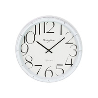 40CM WHITE CLOCK WQ/BLACK NUMBERS