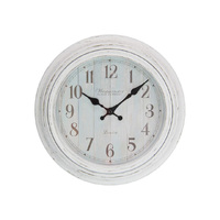 23CM SMALL WHITE WASHED CLOCK