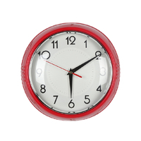 RED PLASTIC WALL CLOCK 24X24X6.5CM