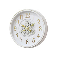 50CM WHITE COG CLOCK WITH GOLD NUMBERS QTY 2