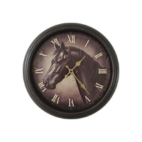 40CM ANTIQUE BLACK HORSE CLOCK
