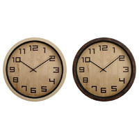 22CM BROWN TIMBER LOOK CLOCK 2ASST