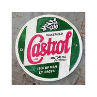 CASTROL TT ROUND SIGN GREEN BACKGROUND