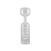 THE BOTTLE WINE GLASS W/DECAL 600ML