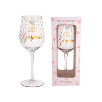 MAD DOTS HAPPY B/DAY WINE GLASS