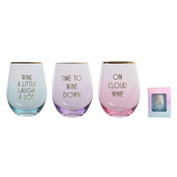 LETS PARTY STEMLESS WINE GLASS 3ASST