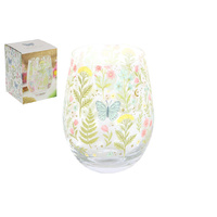 FLORAL PRINT STEMLESS GLASS