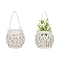 16CM WHITE WICKER PLANT HOLDER