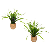 43CM FLOWER W/GRASS POT 2ASST