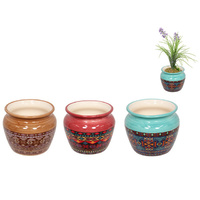 14CM BEADED BELLY POT 3ASST QTY6