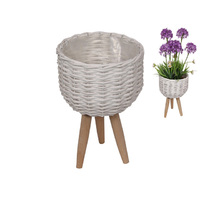 29CM WHITE WICKER POT WITH LEGS